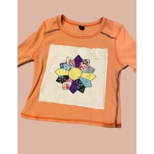 Large Vintage Quilt Block Shirt | Boho Indie Maximalist Reworked